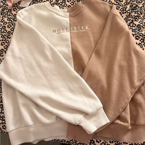 Hollister Cream and Tan Colorblock Sweatshirt